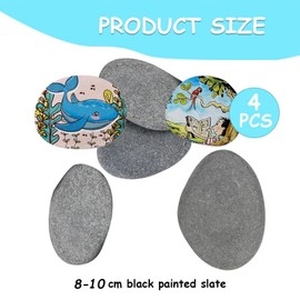 Anevios Pack of 4 8-10 cm Stones for Painting, Smooth Pebbles, Black Painting Stones, Natural River Stones, Decorative Stones, Natural Stone for Art, Craft, Garden Decoration, Flower Pots and Aquariums