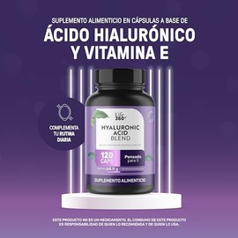 LIFE 360+ Ácido Hialurónico | 540 Miligramos 120 Cápsulas | Adicionado con Vitamina E (Alfa Tocoferol) | Suplemento Alimenticio Hialu-E