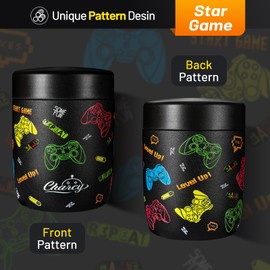 Charcy 9oz Stainless Steel Vacuum Insulated Kids Food Jar - Soup Thermo for Hot & Cold Food - Grey Video Game