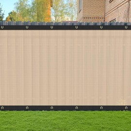 ZGR HOME&GARDEN 4' x 9' Privacy Fence Screen Heavy Duty Windscreen Cover Shade Net Cloth Fencing Fabric Mesh Tarp with Brass Grommets and Cable Zip Ties, 160 GSM 90% UV Blockage, Beige