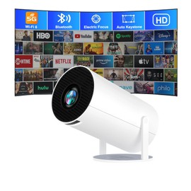 Mini Projector with WiFi and Bluetooth, HY300 pro Projector 4K Video Decoding, Android System, Auto Keystone, Outdoor Home Movie Portable Video Projector Compatible with Phone Laptop Smart TV HDMI