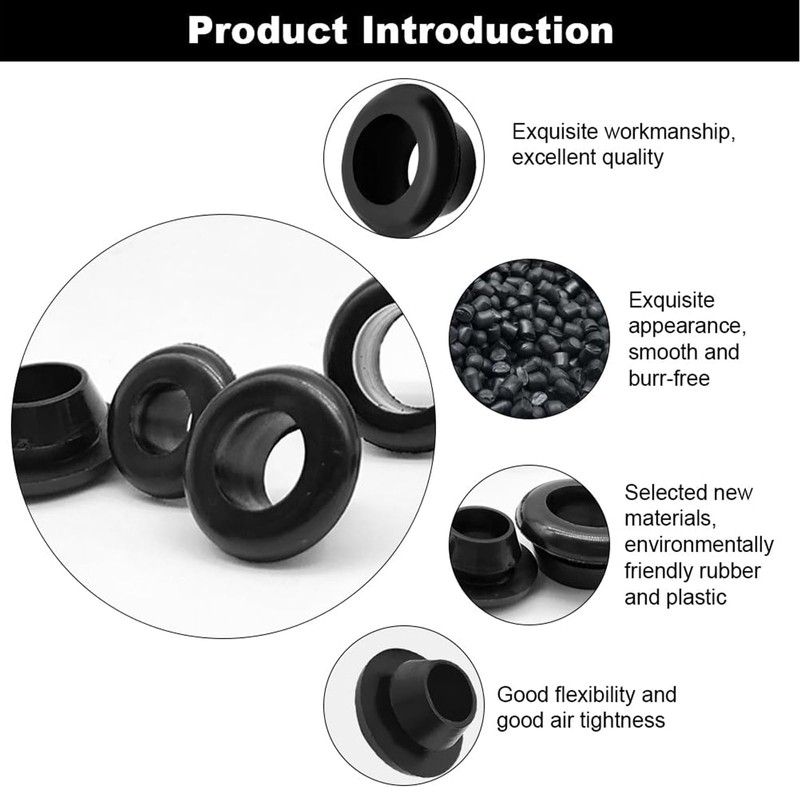 60 Pcs Rubber Grommets 8 x 10mm Electrical Conductor Wire