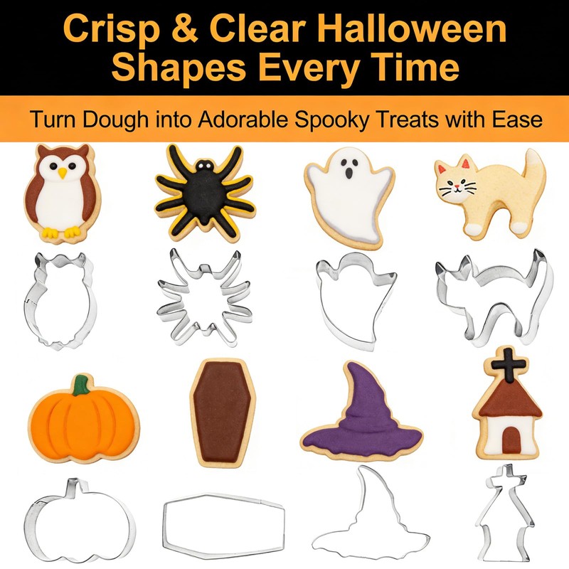 12 Pcs Halloween Cookie Cutters Set, Mini Stainless Steel Spooky