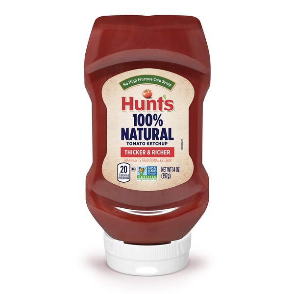 Huntâ€™s 100% Natural Tomato Ketchup, 14 Ounce, Pack of 12