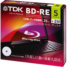 TDK データ用ブルーレイディスク BD-RE 25GB 1-2倍速 ホワイトワイドプリンタブル 5枚 5mmスリムケース BED25PWA5A