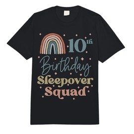 10th Birthday Boho Rainbow Sleepover Squad Pajamas for Girls Comfort Colors Adult Heavyweight T-Shirt