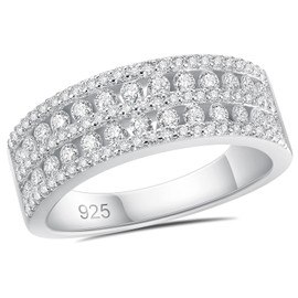 SHELOVES Moissanite Wedding Bands for Women D Color VVS1 Eternity Rings 925 Sterling Sil Sz J 1/2