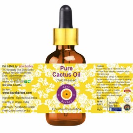 Deve herbes Pure Cactus Oil (Opuntia ficus-indica) Cold Pressed With Glass Dropper 10ml (0.33 oz)