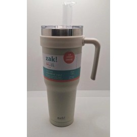 Zak! Everyday Smiles Thermal Tumbler 2 in 1 Lid Handle Ivory 40 oz / 1.18L