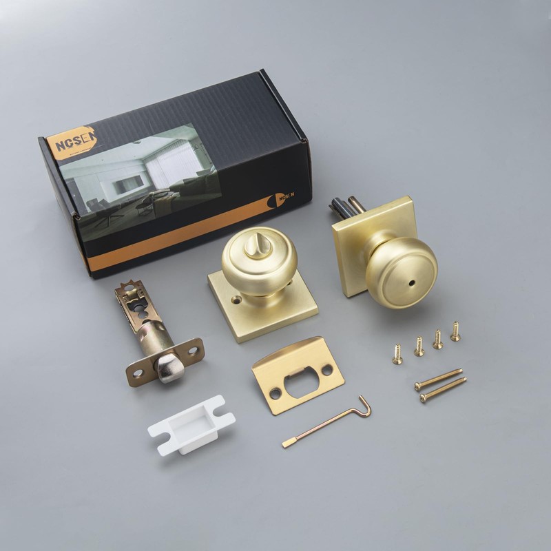NCSEN Gold Door Knobs with Lock, Coastal Door Knobs Interior