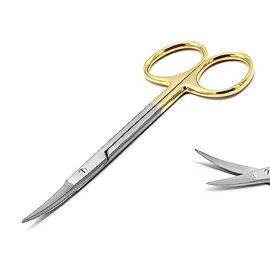 T/C IRIS Micro Scissors Curved 4.5" with Tungsten Carbide Inserts with Gold Handle (LAJA IMPORTS Brand)