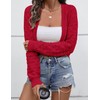 LOMON Womens Cardigan Sweaters Shrug Knit Open Front Crop Sweater(Red,Medium)