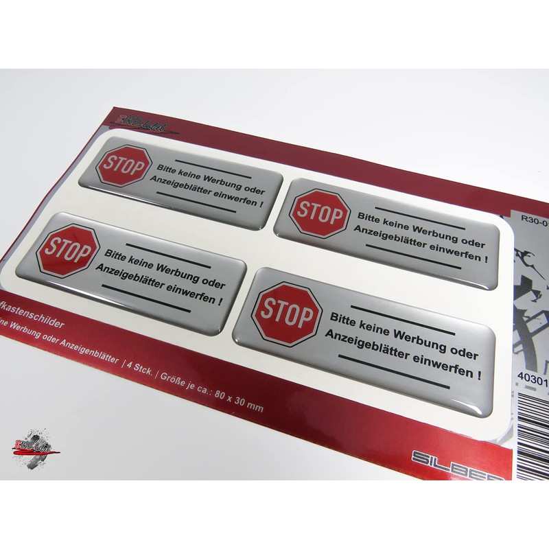 BIKE-label 403013 Silver 3D Letterbox Sticker 4 x No Advertising