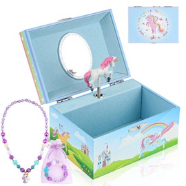 hombrima Music Jewellery Box Necklace Bracelet Music Jewelry Storage Box with Rotating Ballerina Gift Set for Kids Girls Kids Daughter