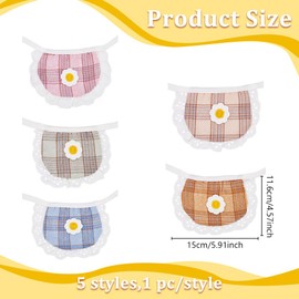 WEBEEDY 5 Colors Cute Dog Lace Bandana for Small Dogs and Cats,Flower Plaid Print Pet Scarf Adjustable Washable Daily Handkerchief Semicircle Scarf Saliva Towel for Puppy Cat Pet Supply