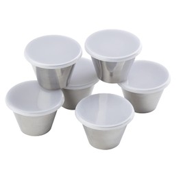 Tablecraft Round Ramekins with Lids 3 OZ - Ounces Clear, Pack of 6 with Clear Lids