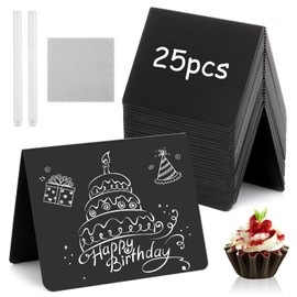 Pack of 25 Chalkboard Small Set, Mini Boards for Labelling, A-Shape Price Tags Stands, Place Cards for Buffet, Wedding, Party, Bakery, Cafe (Black)