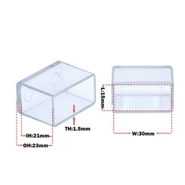 Flyshop 12 x PVC Chair Leg Caps Scratch Resistant Rectangular 15mm x 30mm (1.5x3.0cm) Clear