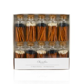 Chandler Studio Colorful Small Match Bottles - Cork Closure - Strike-on Jars - 2” Matchsticks (Gift Set, 40 Matchticks Bottle)