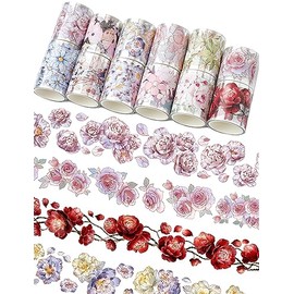 Juego de cinta Washi floral – 12 cintas de PET y Washi para calcomanías de diario, suministros de álbumes de recortes, planificador, diarios de bala, artes y manualidades. Uso como pegatinas