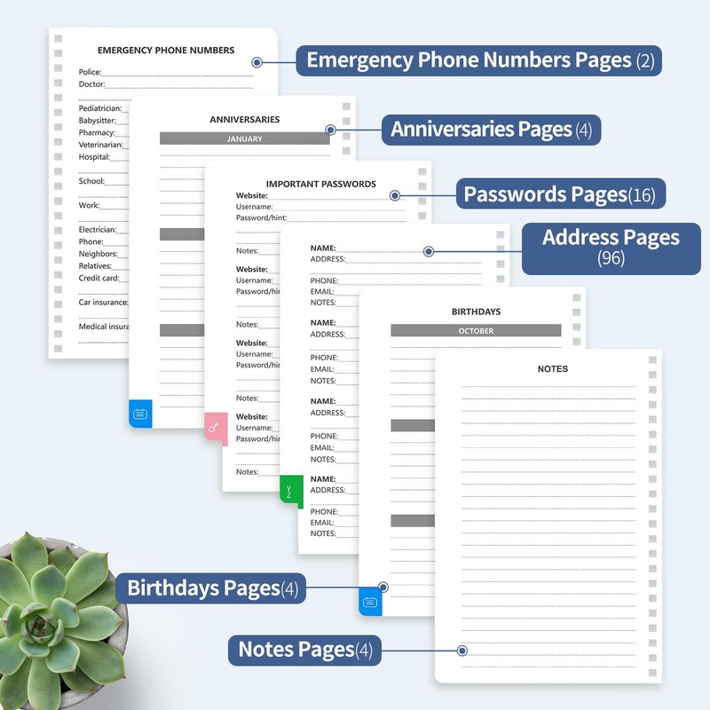 Address Book with Alphabetical Tabs-Address and Password Book for Seniors
