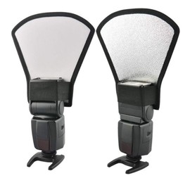 Universal Flash Reflector Diffuser,Portable Outdoor Soft Intense Light Flash Speedlite Silver White Photography Reflector Accessory for SLR Camera