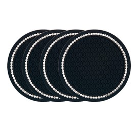 Jagowa 4PCS Bling Car Cup Coasters Rhinestone Car Cup Holder Anti Slip 2.75inch Car Interior Accessories(Black)