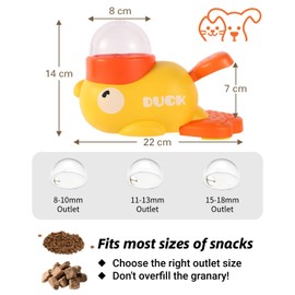 Cat Puzzle Treat Dispenser, Puzzle Feeder Dog Treat Dispenser Toy, Duck Pet Feeder, Slow Feeder Dog Bowls, 3 Sizes of Lids, Duck Shaped, IQ Training and Exercise for Cats and Dogs
