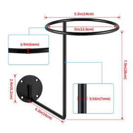 Sanbege 6 Pack Metal Helmet Hangers, Ball Holder Rack with Screws, Wall Mount Display Hooks for Helmets, Caps, Hats, Wigs, Basketball, Volleyball, Football, Riding Jackets, Coats