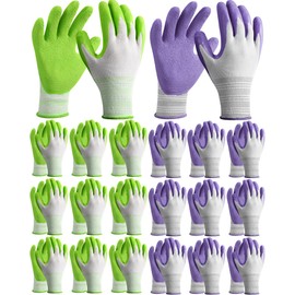 Yahenda Gardening Gloves for Women - 20 Pairs, Purple and Green, Breathable and Protective, Machine Washable