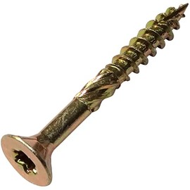 AERZETIX - C44454 - Set of 100 - Wood Screws Diameter 3.5 x 30 mm Countersunk Head with Imprint Star T15 - Made of Galvanised Steel Yellow - Mounting Thread Tension Fixing Roof Plywood Chipboard