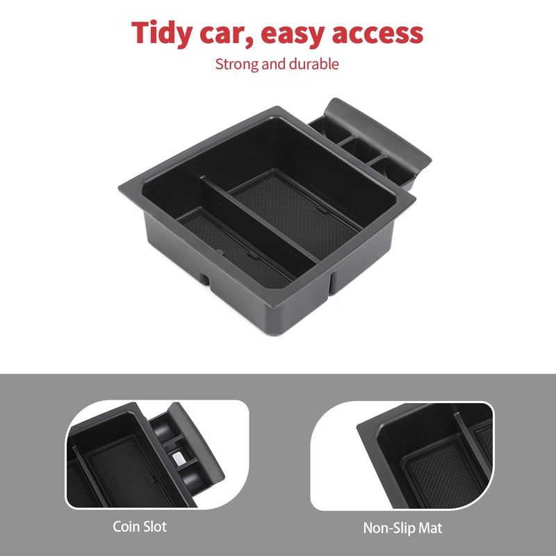 Linskip Center Console Organizer Tray with Non-Slip Mat Compatible with