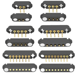 2 Pair Bend Magnetic Pogopin Connector, 2P/3P/4P/5P/6P/7P/8P 2A Pogo Pin Magnetic Connector Male+Female 2.54/2.5MM Through Holes Spring Loaded Connectors DC Power Charge Connector (2Pin)
