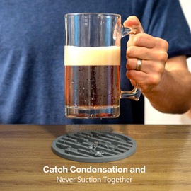 Silicone Coasters for Drinks, AUPTIM Drink Coasters Set of 6, Cup Coasters for Coffee Table, Cup Mat Drink Coasters for Tabletop Protection, Cool Home Decor, 4" Grey Coasters for Desk, Porta Vasos