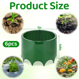 Threehoney 6 Pcs Grow Planting Rings 7 Inch Water Saver Irrigate Green Round Planting Rings Circular Landscape Edging Kit for Deep Watering Veggies Herbs Flowers Trees and Garden Plants