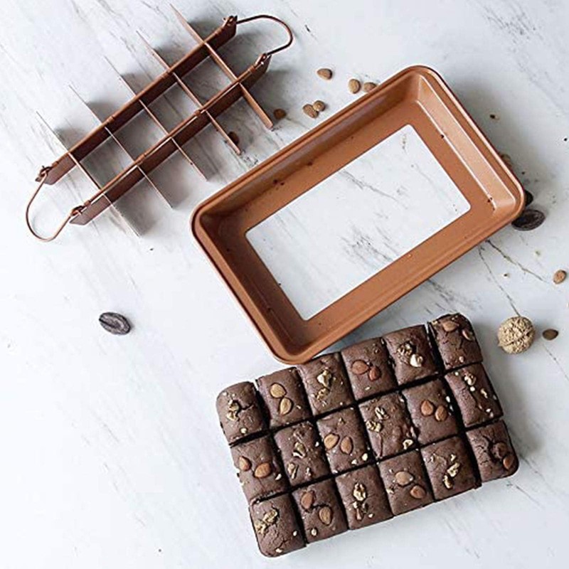 Brownie Pan, Non Stick Brownie Pans With Dividers, 18 Pre-slice