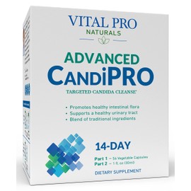 Vital Pro Naturals - Vital CandiPRO Intestinal Cleanse Formulated to Maintain a Healthy Intestinal Balance, 2-Part - 14 Day Kit, 56 Capsules, and 1fl oz Liquid Herbal Extract