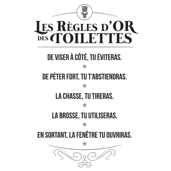 STICKERS Les Rules d'Or des Toilettes"