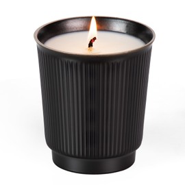 Scented Candle, 8oz White Soy Candles, Lavender Scented Candles for Women & Men, Long-Lasting Aromatherapy Jar Candle Wax for Home, Bathroom, Non Toxic Candle Gift (Black Ceramic Cup 14)