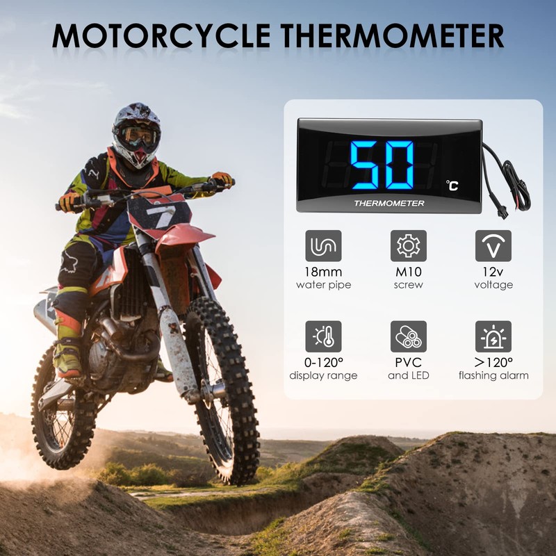Motorcycle Digital Thermometer Instruments Water Temperature Digital Display Meter Gauge