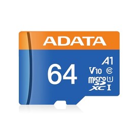 ADATA 64 GB Tarjeta de Memoria Micro SDXC con Adaptador Color Negro con Azul A1 (Clase 10)