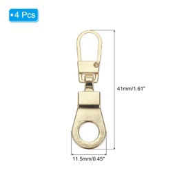 PATIKIL Zipper Pull Replacement, 4 Pcs Detachable Metal Zipper Tab Repair Kit Puller with Lock Zipper Slider for Clothing Purse Suitcase Backpacks, Light Gold
