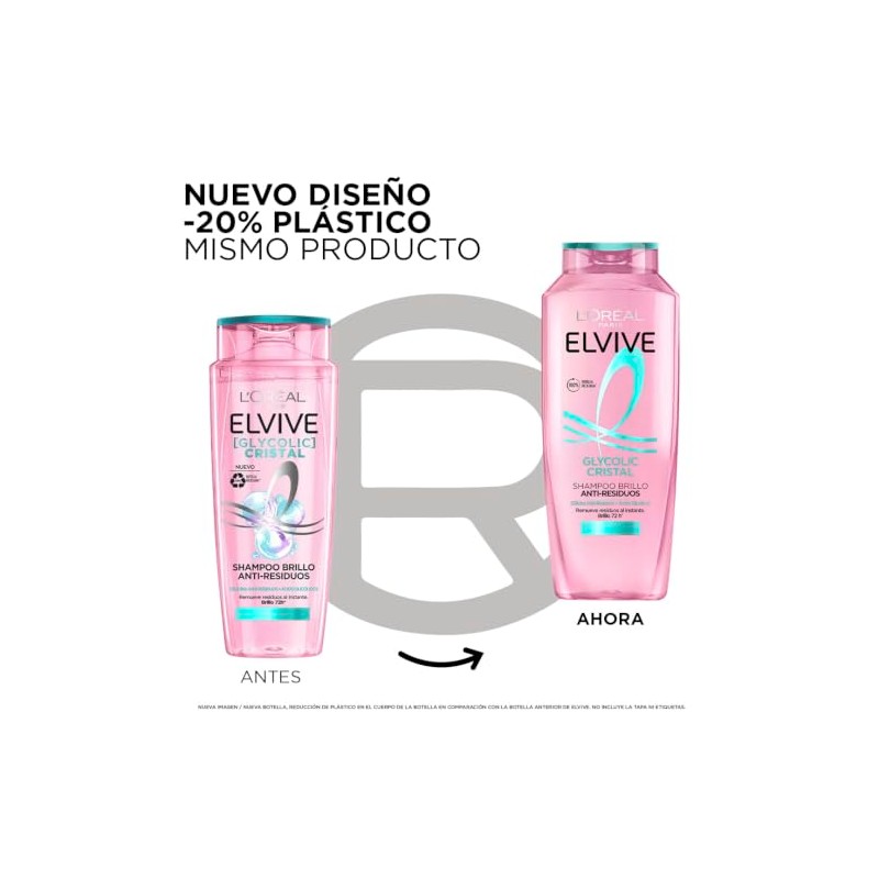 L'Oréal Paris Shampoo Elvive Glycolic Cristal con Glicina Anti Residuos