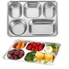 AIYoo Large 13 inches Stainless Steel Rectangular Divided Plates,5 Sections