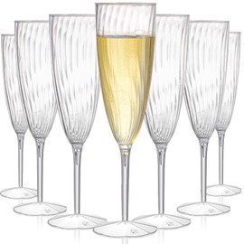 Tebery 18 Pack Clear Plastic Champagne Flute Mimosa Flutes, 6Oz Disposable Wine Cocktail Glasses for Home Daily Life Party Wedding Toasting Drinking