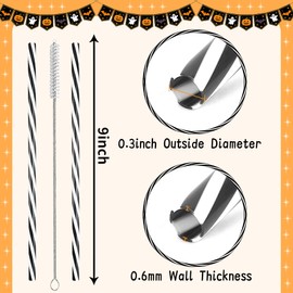Reusable 30 Black White Striped Straws for Graduation Party,Halloween Favor