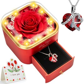 Lebana - Rosa real roja conservada - Flores eternas para mamá, esposa, novia, abuela, regalos de cumpleaños para mujeres en San Valentín, día de la madre, Navidad, aniversario, romántico