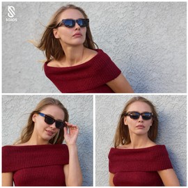 SOJOS Retro Square Polarized Sunglasses for Women and Men Vintage Shades UV400 Sun Glasses SJ2338, Tortoise Frame/Grey Lens