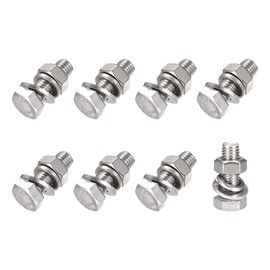 METALLIXITY Hex Head Screws Bolts, Nuts, Flat & Lock Washers Kits (M10x30mm) 8Sets, 304 Stainless Steel Assortment Kit - for Home Appliance