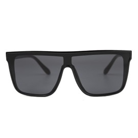 OSAGAMA Luxury Square Sunglasses for Women Men Unisex Lightweight Trendy Flat Top Sun Glasses Shades (Black/Grey)